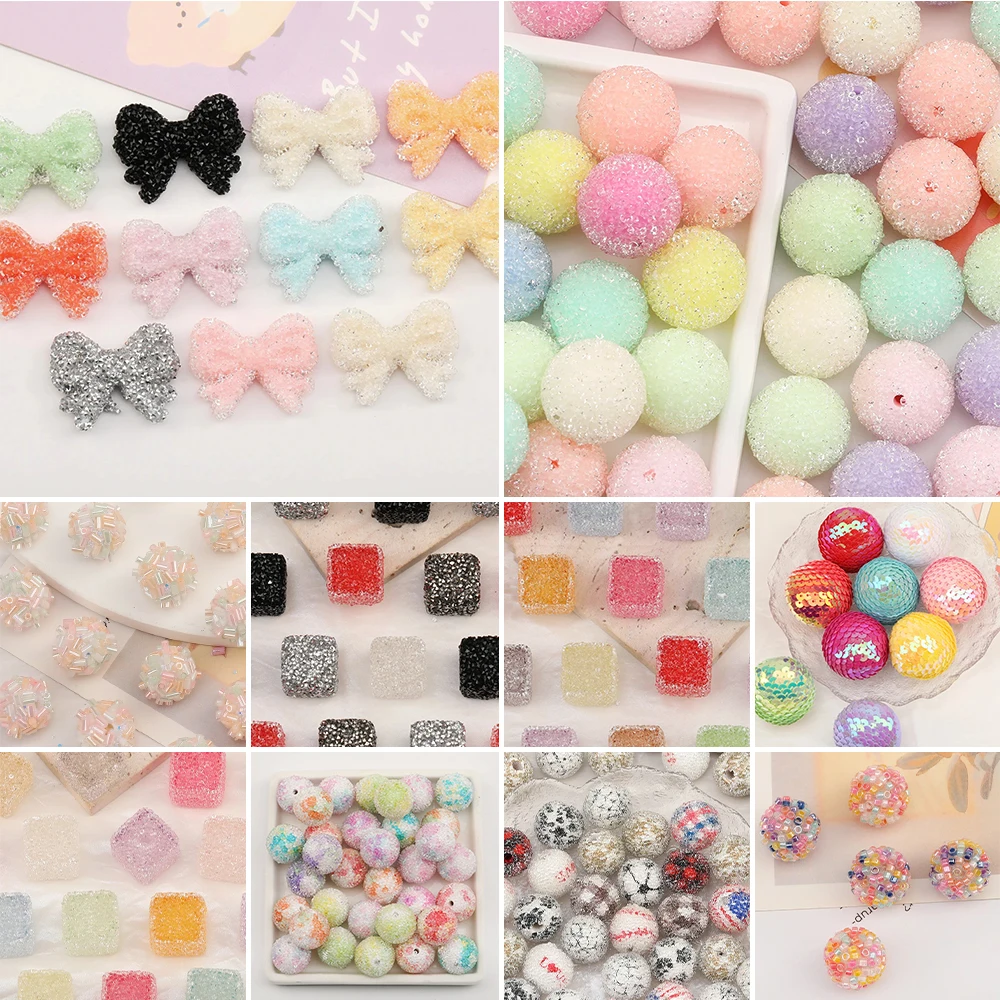 

Cordial Design 50Pcs Acrylic Beads/Round Bowknot Shape/Rhinestone Effect/DIY Beads/Hand Made/Jewelry Findings & Components