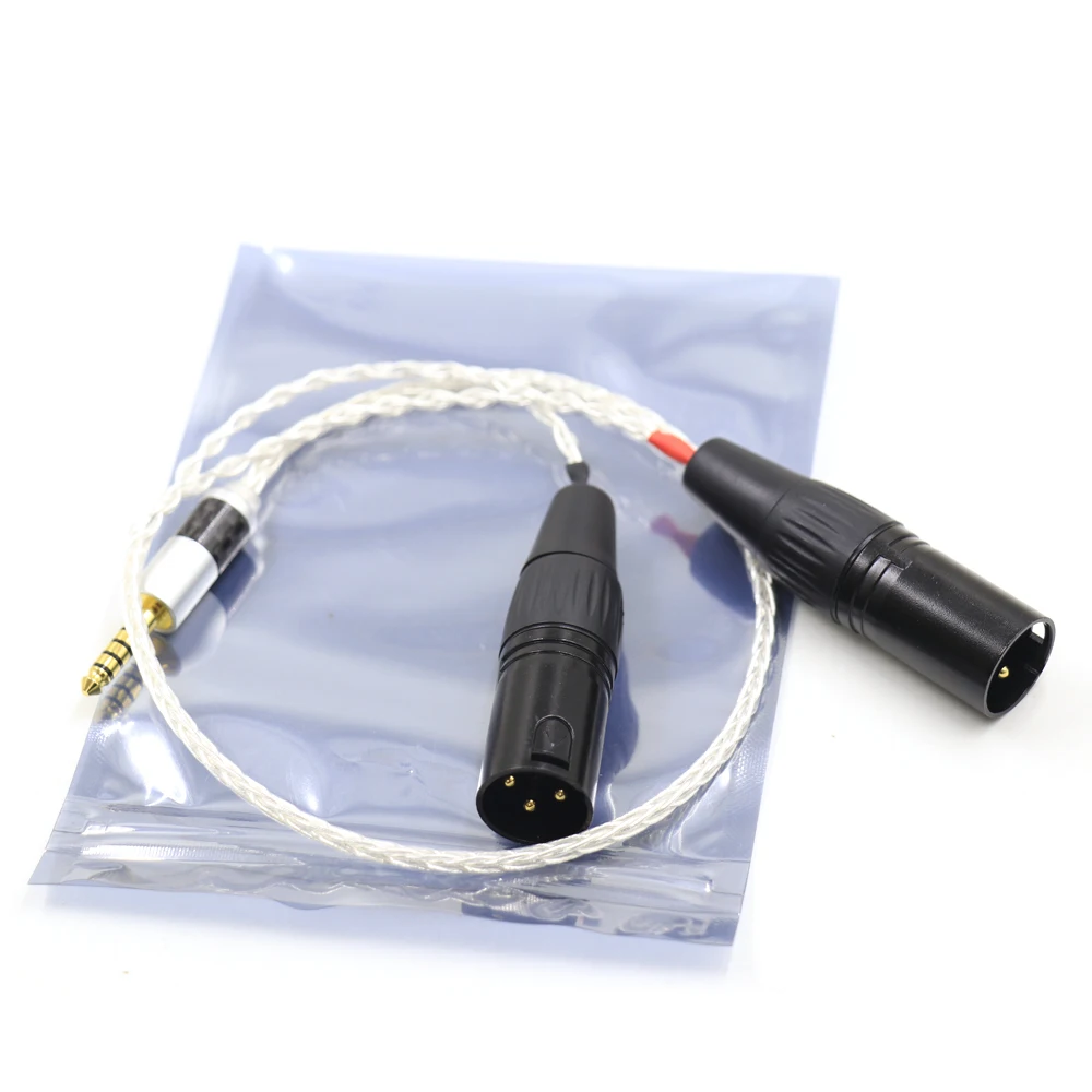 عالية الجودة 8 النوى الفضة مطلي 4.4 مللي متر متوازنة الذكور إلى المزدوج 2x 3pin XLR متوازنة ذكر محول الصوت كابل