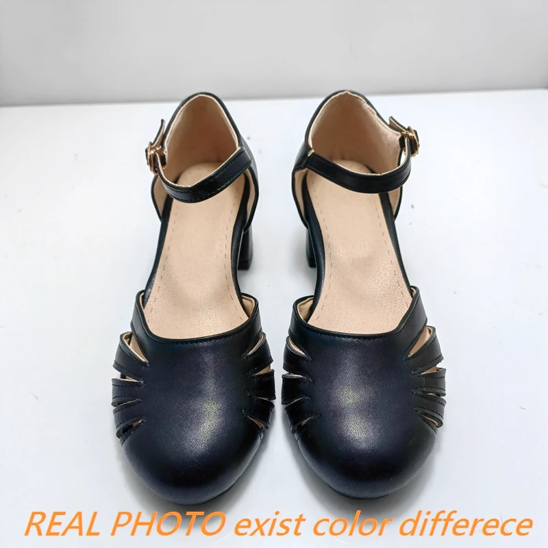 REAVE CAT 2024 Sandali estivi Ragazze 30 31 32 Punta tonda Tacchi bloccati Cinturino con fibbia 42 43 Scarpe da donna dolci quotidiane