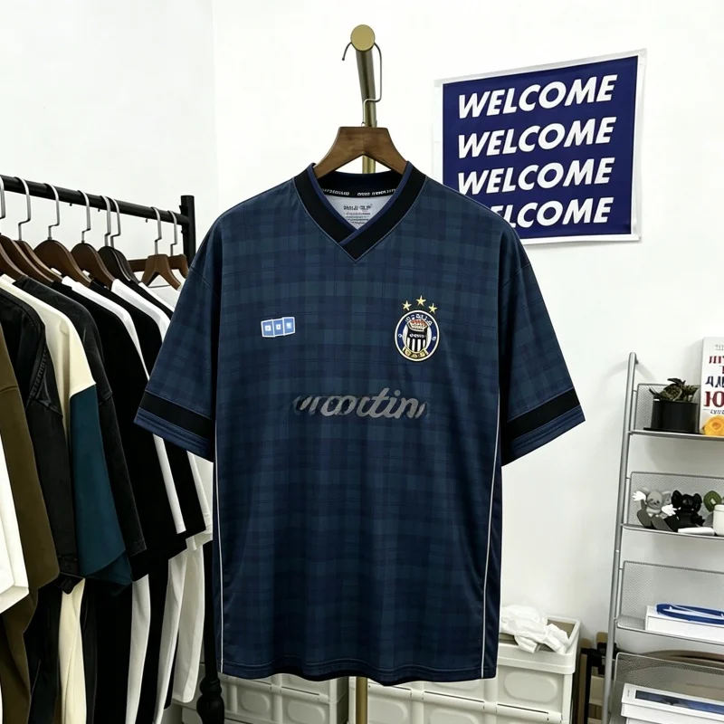 

Martine Rose Men's V-neck T-shirt Loose Fit Quick Dry Breathable Retro American Style Football Jersey High Street Trend