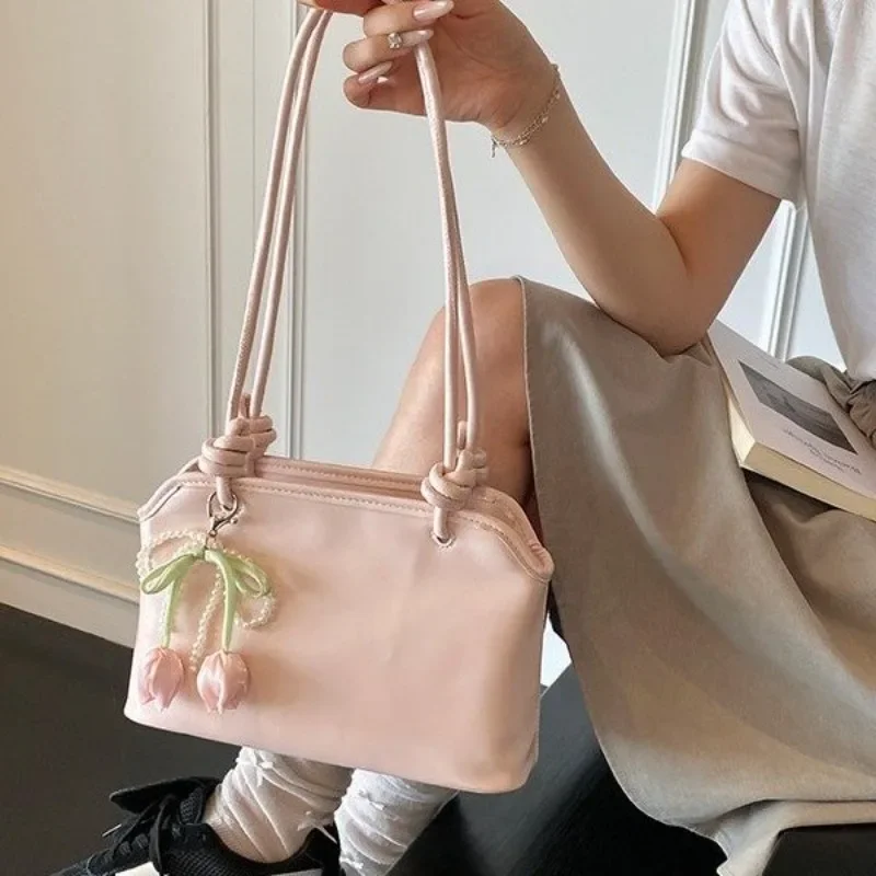 

Women Luxury Messenger Purse Shopper Solid Color Commuter Bag Elegant Leather Diaper Bag Large Capacity Vintage