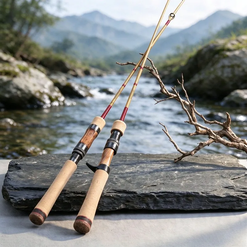 New Outdoor Stream Ultralight Casting Lure Rod UL Light Lure Bamboo Imitated Fishing Pole Freshwater Angling Tool