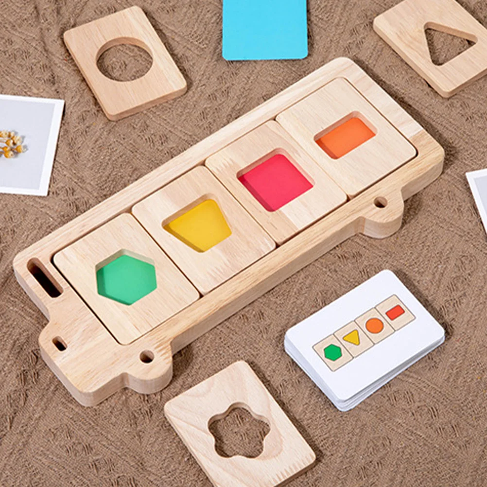 1세트 나무 기하학 모양 퍼즐 색상 학습 퍼즐 어린이용 모양 맞추기 보드 유아 분류 게임 조기 교육용