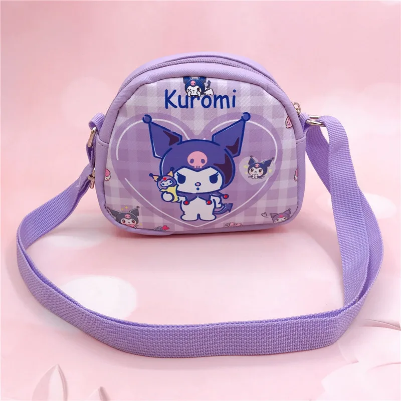 Kawaii Sanrio torba na ramię Crossbody Hello Kitty Melody Kuromi Cinnamorll PU torebki na monety dla dzieci ładny portfel