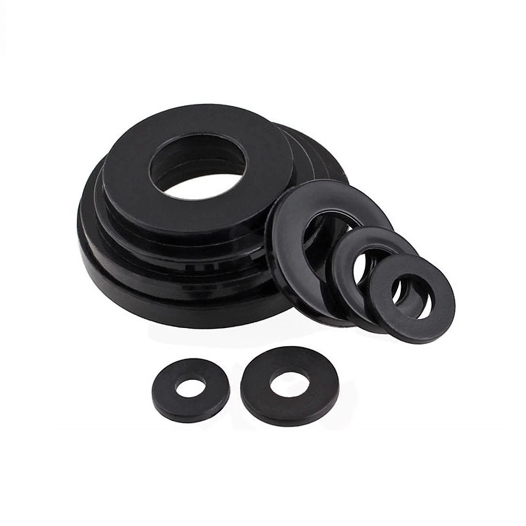 1200Pcs Black Nylon Flat Washer Assortment Kit For M2 M2.5 M3 M5 M6 M8 M10 -AT30