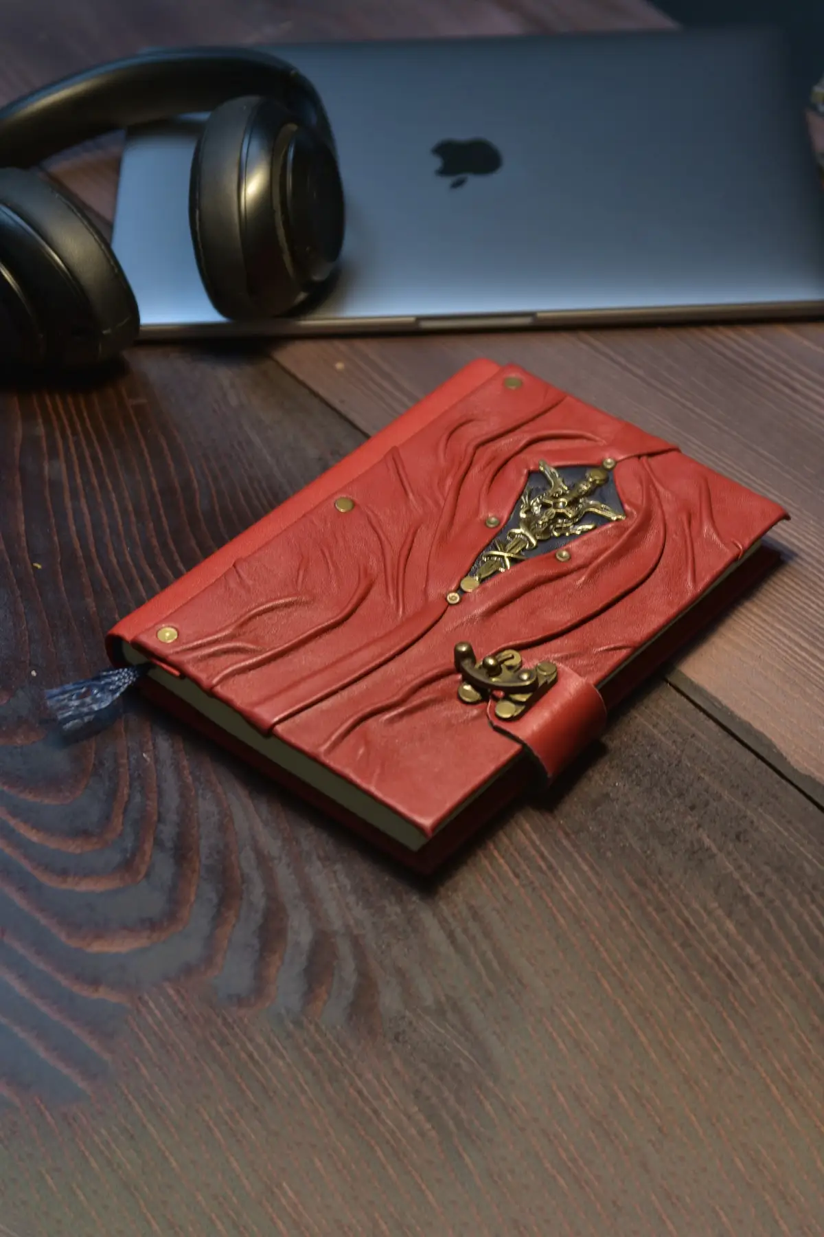 Uras Genuine Leather Şamua Paper Handmade Gift Moment Diary Notebook Yılanlı Asa Red Sketchbook Handmade Book