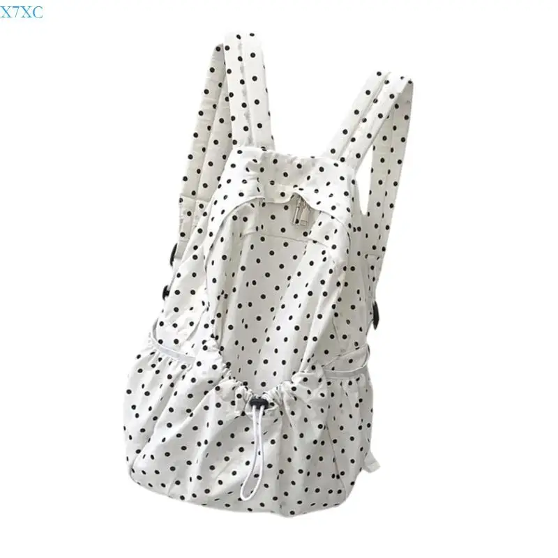 X7XC Student School Bag Travel Backpacks Drawstring Backpacks Polkas Dot Backpacks Japanese Styles Casual Daypacks for Girl
