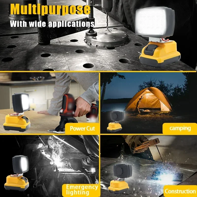 Luce da lavoro a LED per auto illuminazione di emergenza torcia elettrica faretto per torcia elettrica per batteria agli ioni di litio DeWalt 12V DCB120 DCB121 DCB213