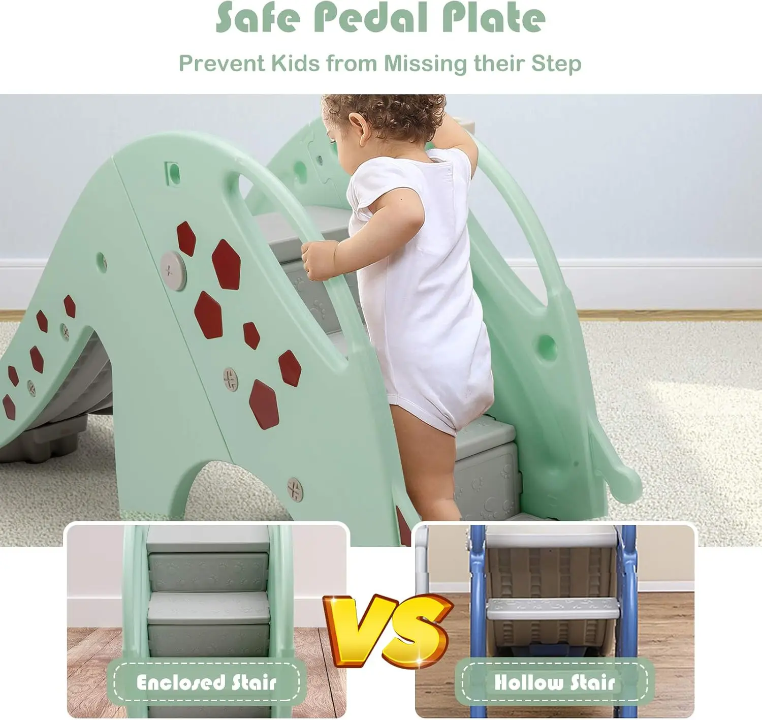 幼児用滑り台クライマーセット、バスケットボールフープ、長い滑り台、囲まれた階段付き、1～8歳のお子様向け、屋内外遊び用