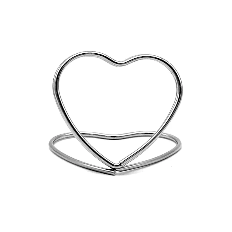 50/30pcs 금속 메모 홀더 심장 삼각형 테이블 장소 카드 홀더 사진 클립 카드 스탠드 웨딩 파티 연회 메시지 홀더