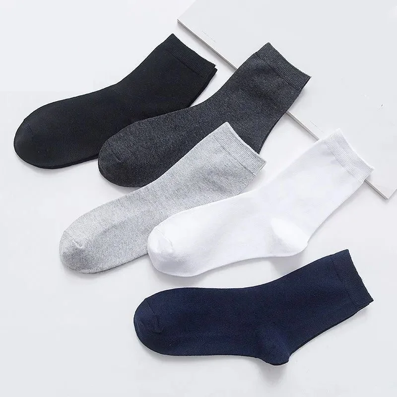 10Pairs/Lot Men's Medium-length Socks Fashion Comfortable Classic Solid Black Business Formal Socks Men's Cotton Socks EU39-44