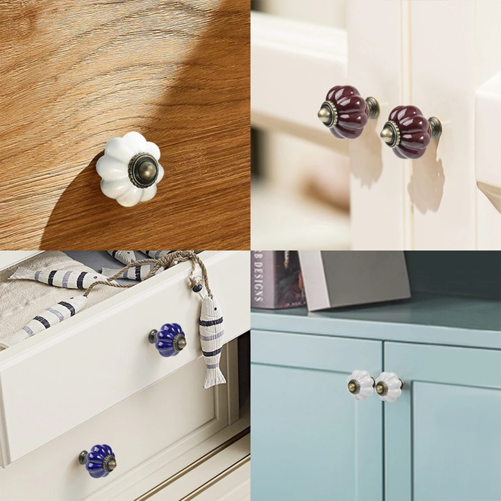 Pumpkin Ceramic Handles 40mm Drawer Knobs Single Hole Closet Door Handles Cabinet Handles with Screws Furniture Handles