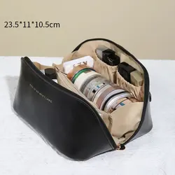 Borsa portaoggetti per cuscino di grande capacità, pelle PU impermeabile, borsa per trucco portatile, viaggi e viaggi d'affari, articoli da toeletta portatili B