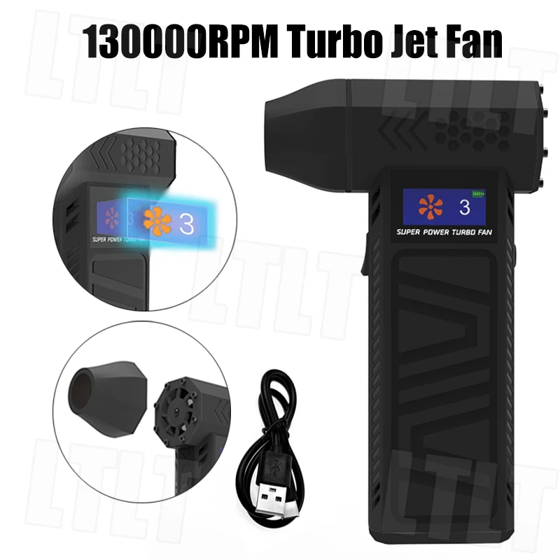 

3 Gear LED display Turbo Violent Blower Rechargeable with Light Car Cleaning 130000RPM Turbo Jet Fan 송풍기