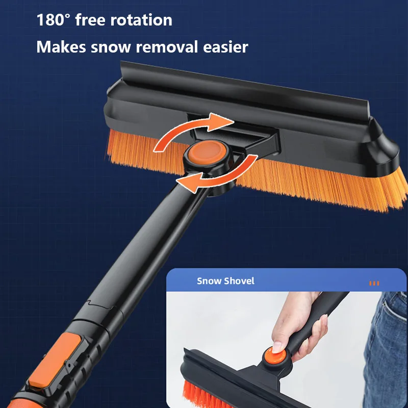 Ice Scraper and Extendable Snow Brush Emergency Snow Shovel Snow Broom with Foam Grip 180° Pivoting Brush Head Snow Scraper for