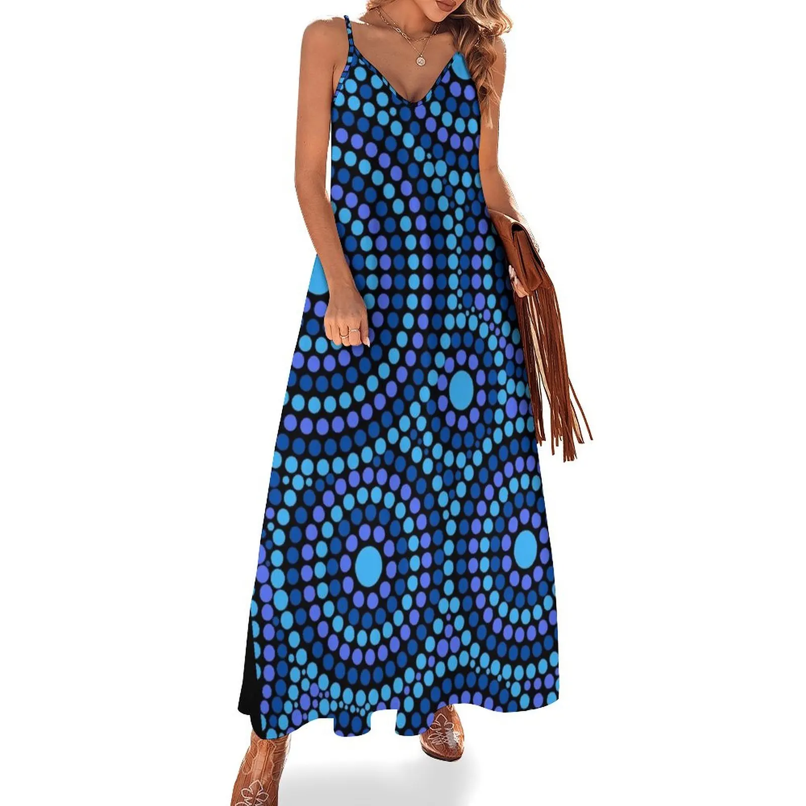 Awesome Aboriginal Dot Art Sleeveless Long Dress Elegant gowns Dresses Dress for pregnant women Women long dress