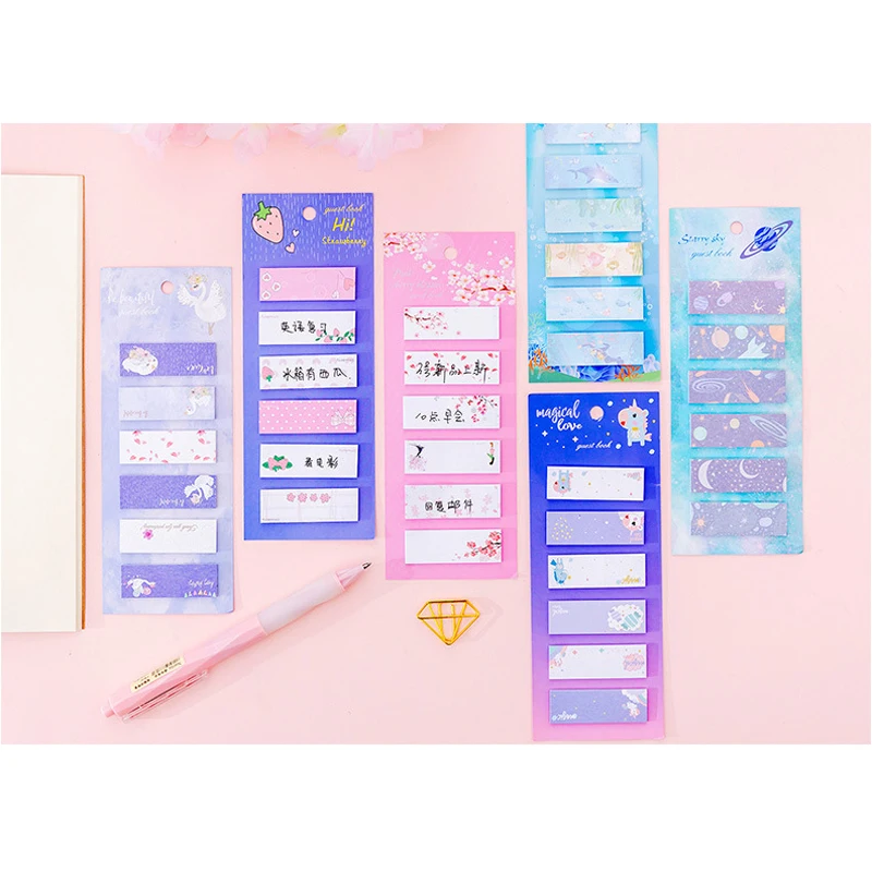 1 Pcs Six Styles N-Dimensional Bookmarks Stationery Cartoon Creative Combo School Supplies Memo Pad