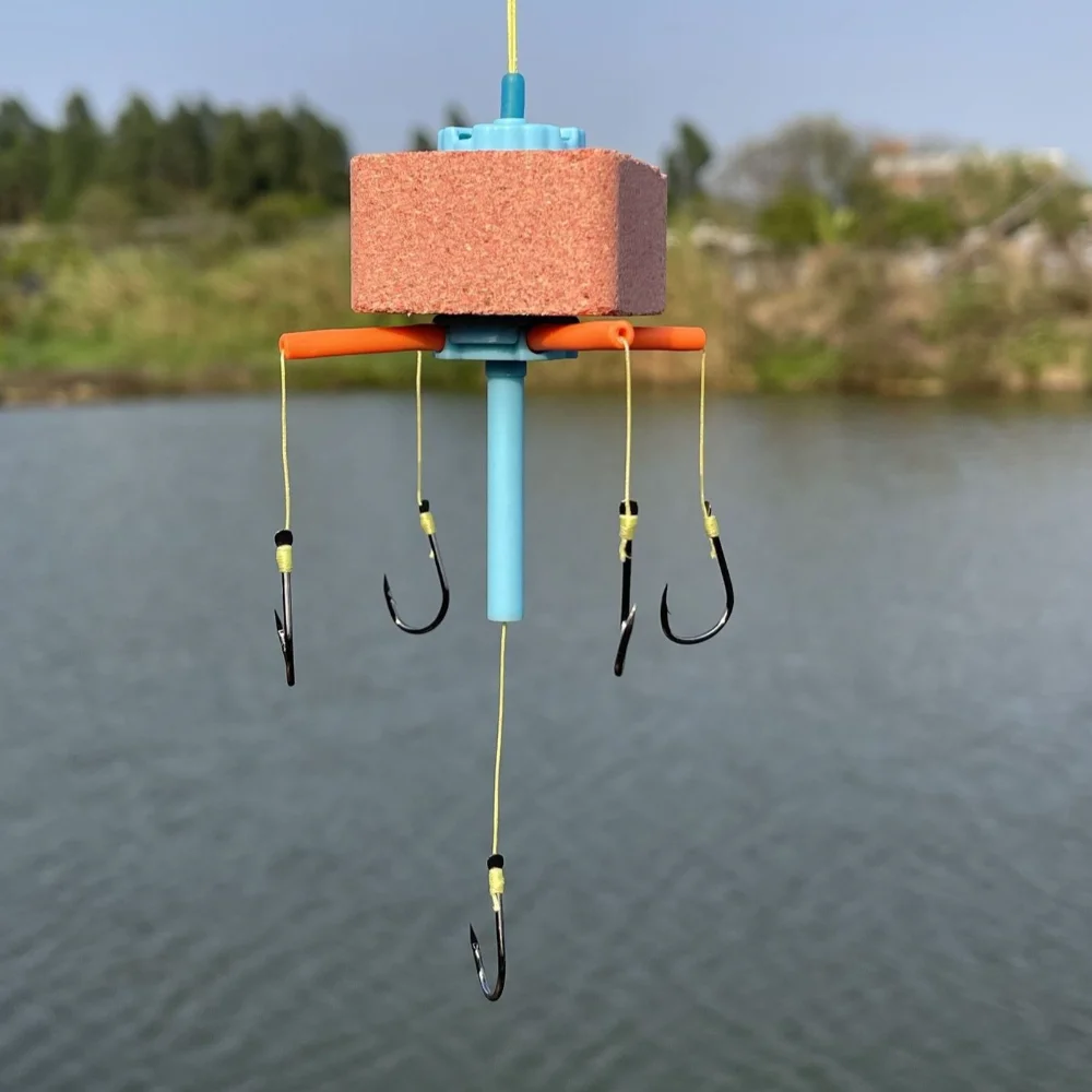 

String Hook Fishing Bait Cage Carbon Steel Five Hook Line Group Feeder Sinker Square Bait Shape Bighead Carp Specific