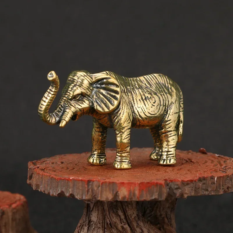 Retro Brass Lucky Elephant Statue Home Decoration Ornament Copper Animal Miniature Figurine Bring Wealth Office Desk Decor Craft