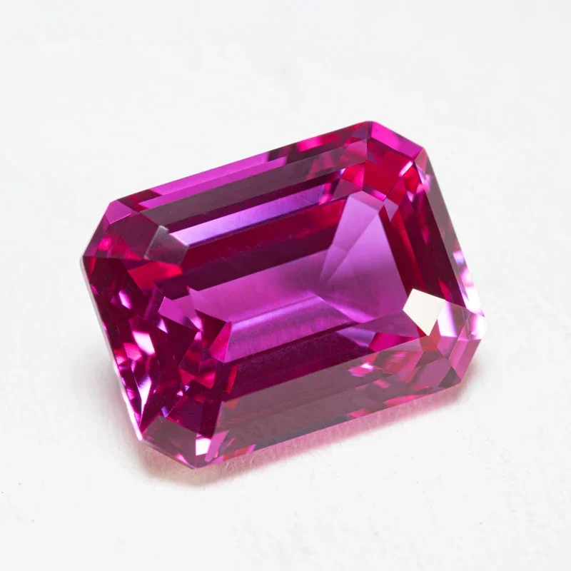 Lab Grown Sapphire Hot Pink Color Emerald Cut VVS1 Selectable AGL Certificate Gemstone Charms beads DIY Jewelry Making Materials