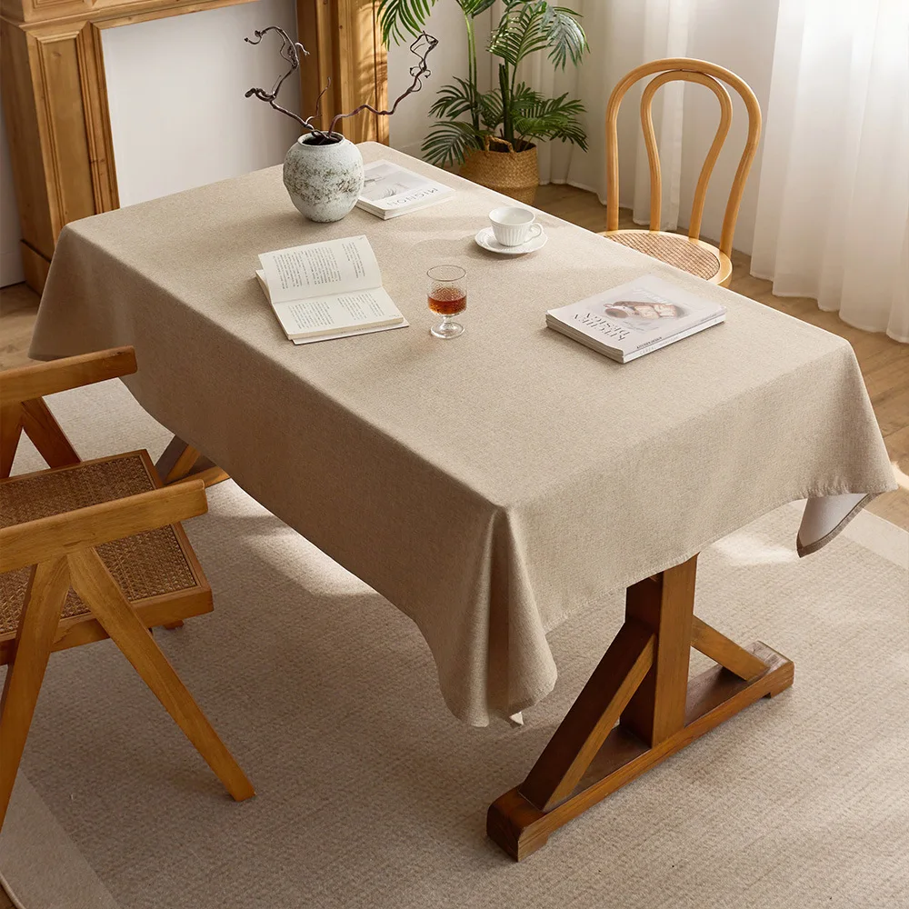 Elegant Solid Color Table Cloth Thickened Polyester Material Decorative Cover For Home Kitchen Dining Table Office Desk Mat