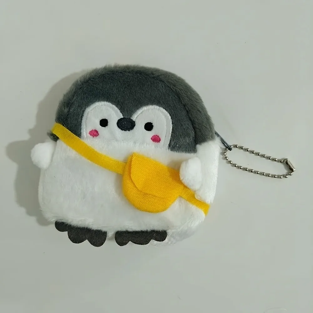 1PC Portable and Cute Yellow Shoulder Bag Little Penguin Zero Wallet, Plush Data Cable, Earphones, Coin Storage Bag