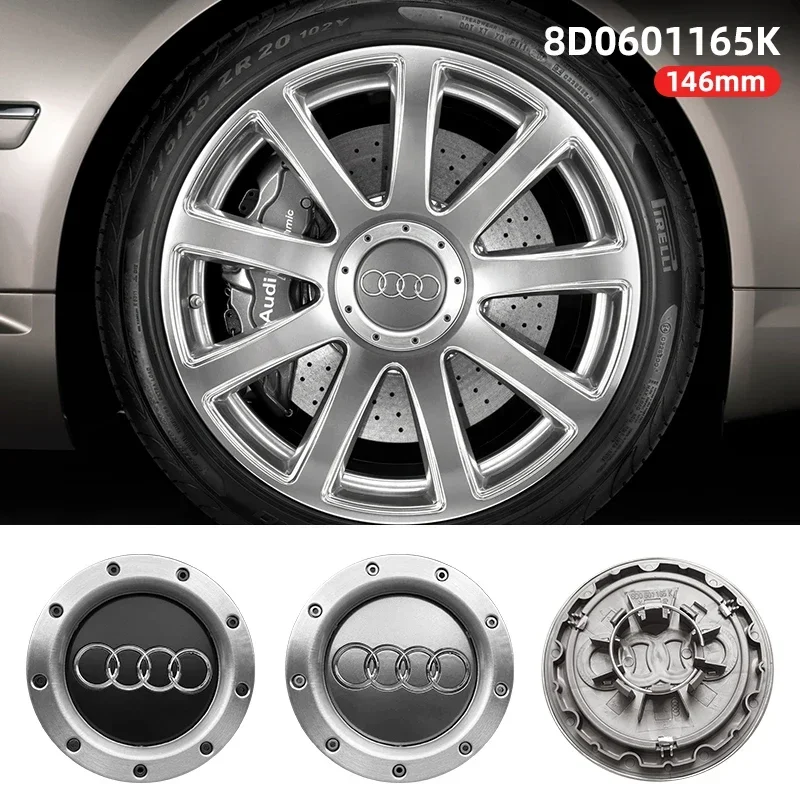 

4pcs 146mm 8D0601165K Grey Black Wheel Center Hub Caps Rim Caps Emblems Badge logo for audi Quattro TT A2 A3 A4 A8 S6 Q5 Q7 RS6
