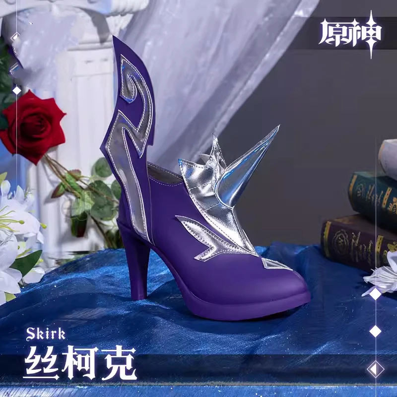 Hot Amine Game Genshin Impact Skirk Cosplay Shoes gioco di ruolo Carnival Comic-con Party Cos accessori donna scarpe con tacco alto