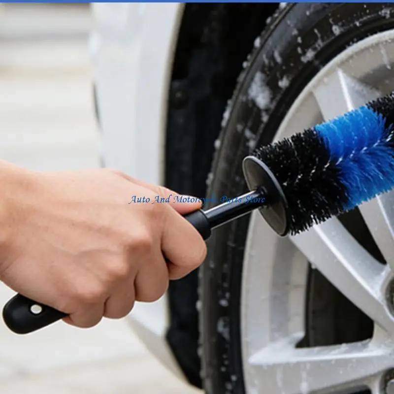 P9FD Complete Wheel Cleaning Soft Plastic Brushes Compact Ergonomic Handles For Car Rims Detailing And Maintenance