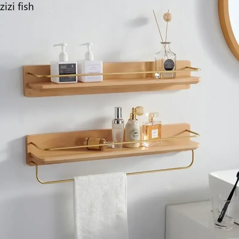 

Bathroom Shelving Wooden Towel Rack Wall Hanging Storage Rack Bathroom Accessories Towel Holder Towel Hanger Wall Storage Holder