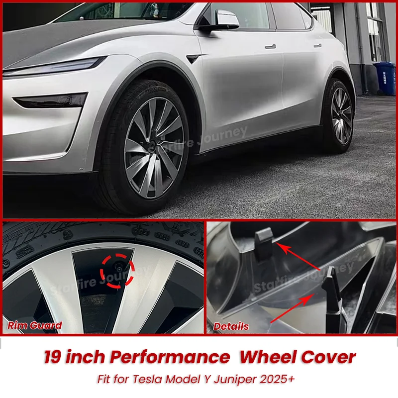 Enjoliveur de roue pour Tesla modèle Y Juniper 2025, 4 pièces, 19 pouces, noir mat brillant, jante complète, accessoires de réglage Tesla