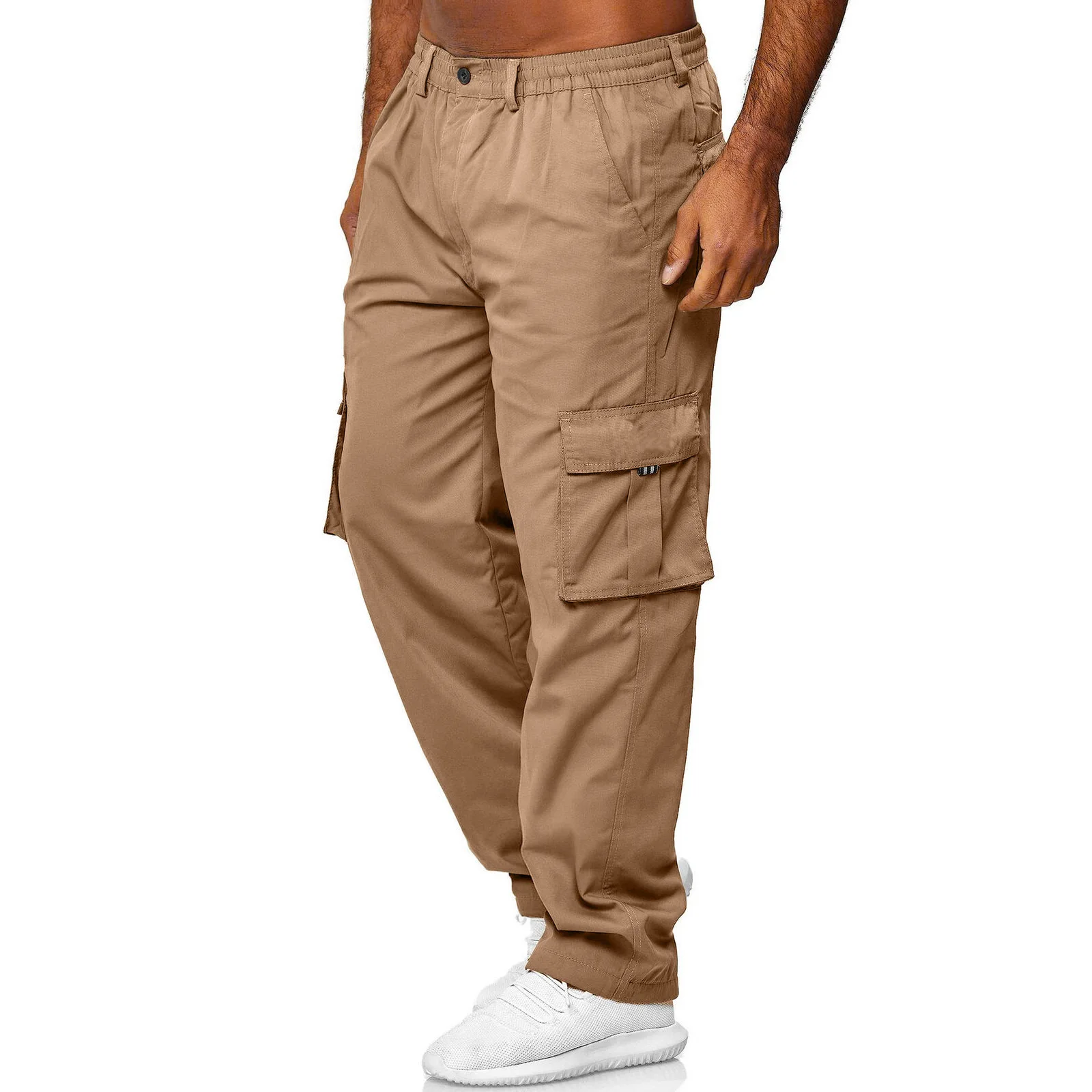 Pantaloni cargo da uomo Elastico in vita Elastico multitasche Pantaloni da lavoro da combattimento larghi Pantaloni casual sportivi fitness all'aperto S-4XL