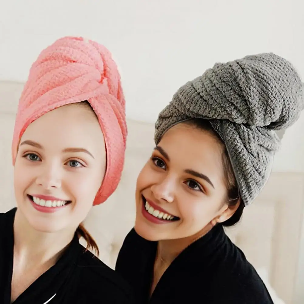 Towel Bathroom Accessories Super Absorbent Hair Drying Hat for Quick Drying Frizz Lightweight Cap for Home Travel Use Thickened