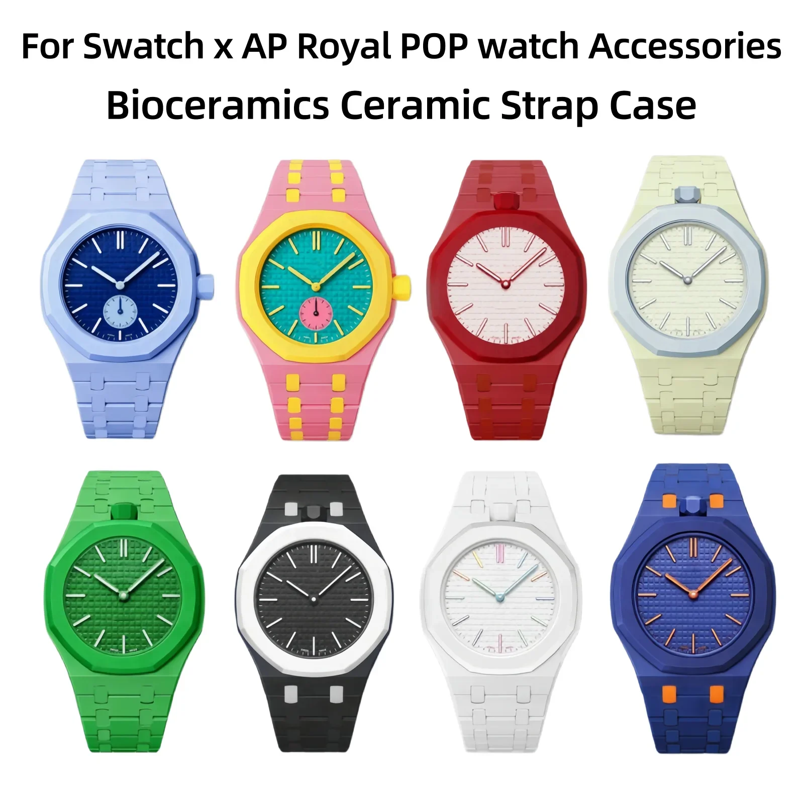 2 in 1 Advanced Bioceramic Case+Strap For Swatch X AP Royal Pop Pocket Watch Changer To Band Modification Kit Watchband Bracelet