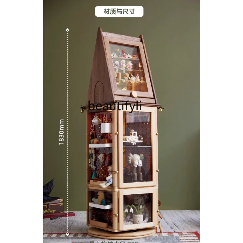 

Rotating Cabinet Solid Wood Building Blocks Blind Box Storage Display Cabinet Home Floor Cabinet