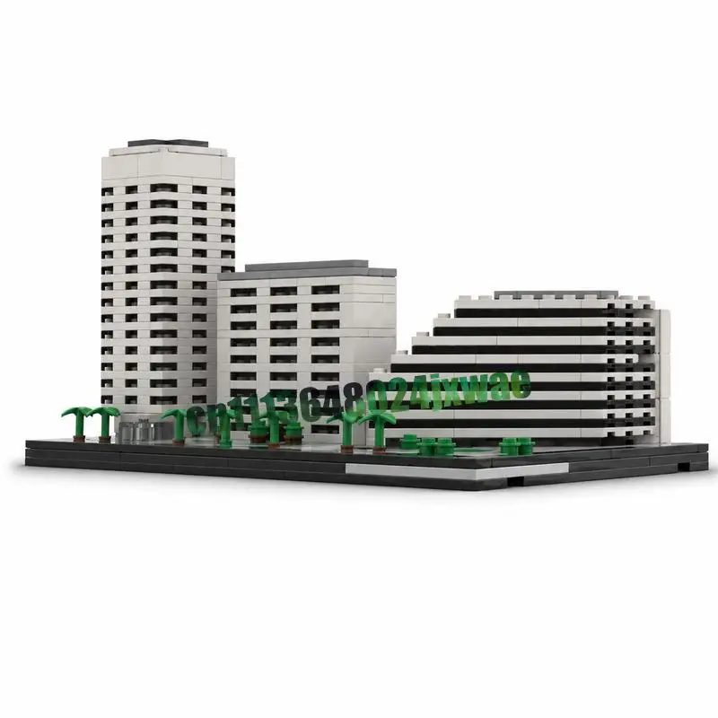 833Parts Santa Monica Highrises Modern City Skyscraper Building Blocks MOC Model Creative Architecture DIY Assembly Puzzle Toy