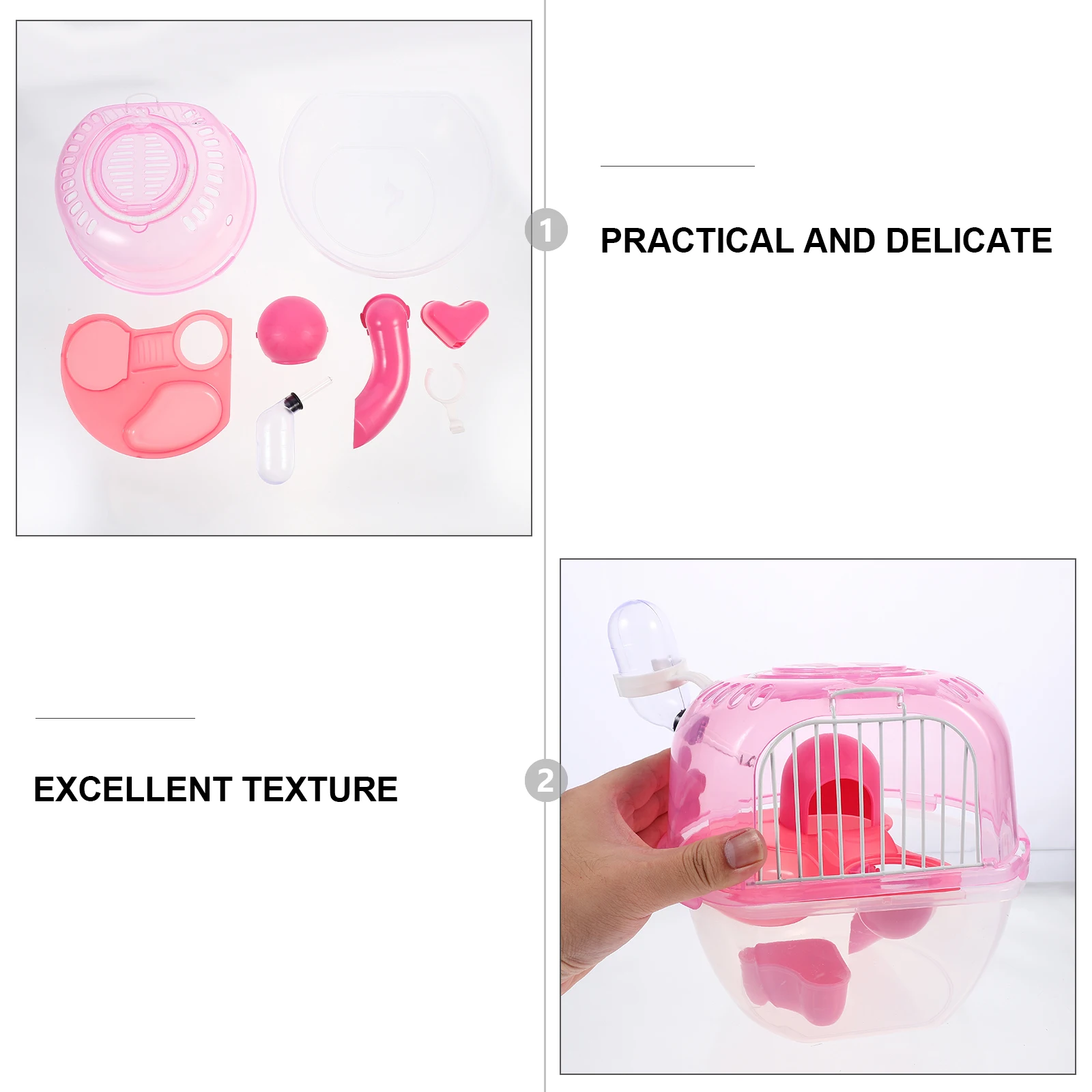 

Double Cage Hamster Carrying Case Outgoing Carrier Travel Small Animal Portable Hampster Transport