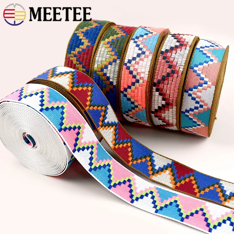 

2/5M Meetee 3cm Width Polyester Jacquard Webbing Strap Backpack Bias Binding Pet Collar Decor Ribbon Band Bag Sewing Accessories
