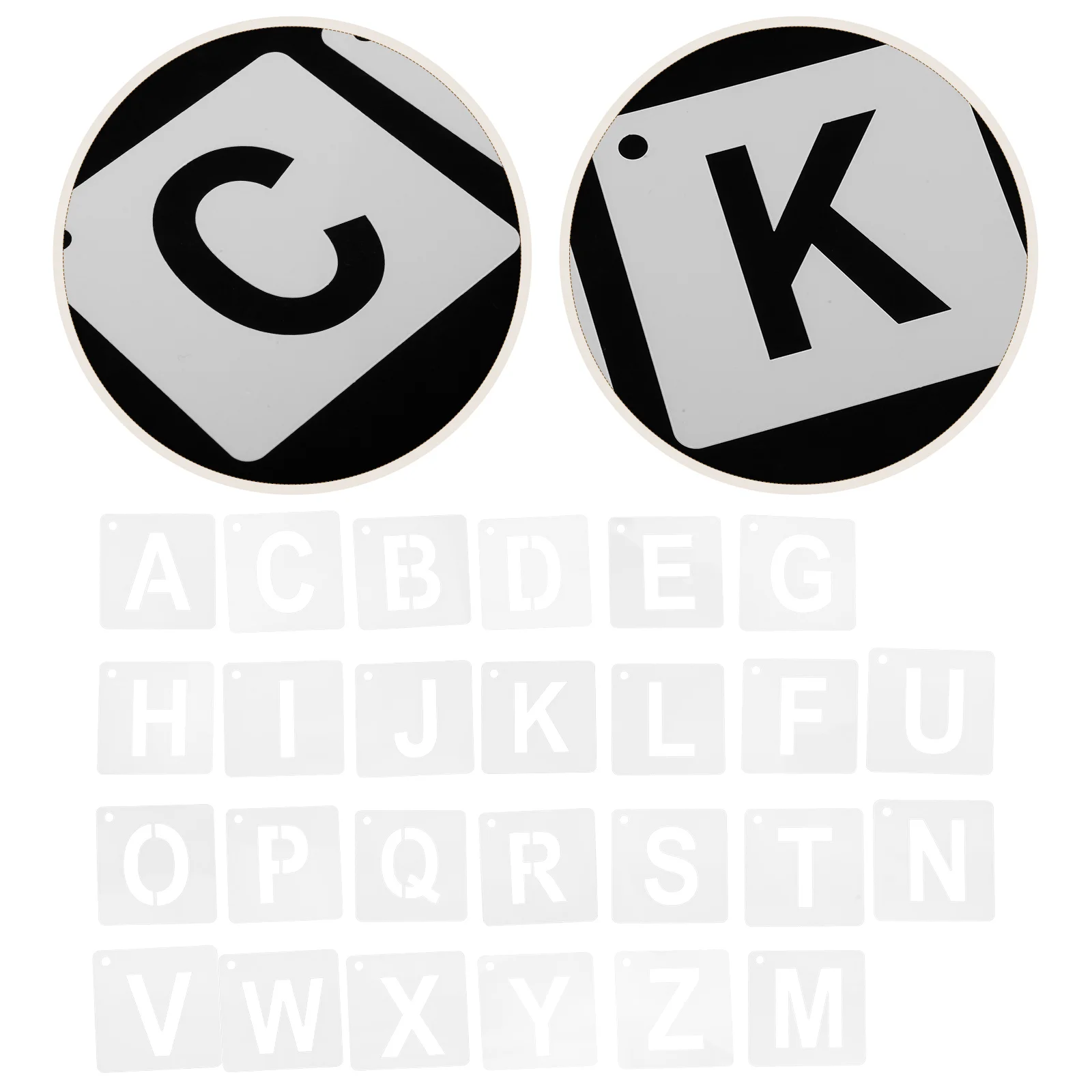 Alphabet Stencils A-Z Letters Drawing Templates Large Size Easy Clean Portable Kids Education Literacy Development Small Letter