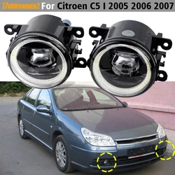 90MM Round LED Angel Eye Fog Light DRL For Citroen C5 I 2005 2006 2007 30W H11 Car Front Bumper Fog Driving Lamp 2 Pieces