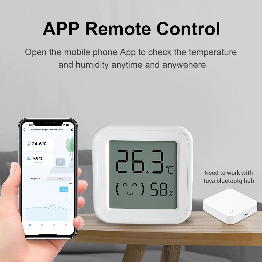 Tuya inteligente bluetooth sensor de umidade temperatura mini display lcd app controle remoto voz alexa google termômetro higrômetro