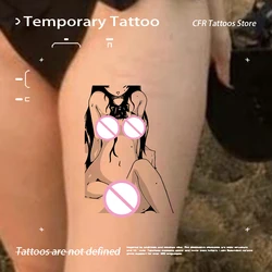 Pegatinas de tatuaje de chica blanca y negra para hombres y mujeres, tatuajes de Color Sexy, tatuajes falsos para mujeres, arte de tatuaje de Hotwife, cuerpo de Halloween