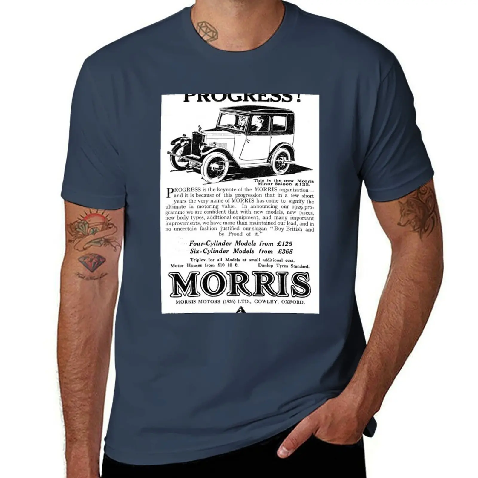 

Morris Motors - Morris Minor Saloon - 1929 Vintage Advert T-Shirt Large Size Basic Casual T-Shirt