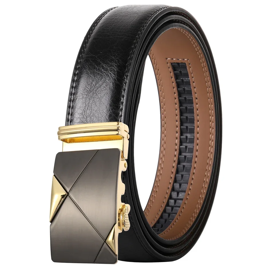 3.5cm Width Automatic Buckle Mens Belts Luxury Blue Brown Black White Leather Belts For Men High Quality Male Cummerbunds B519