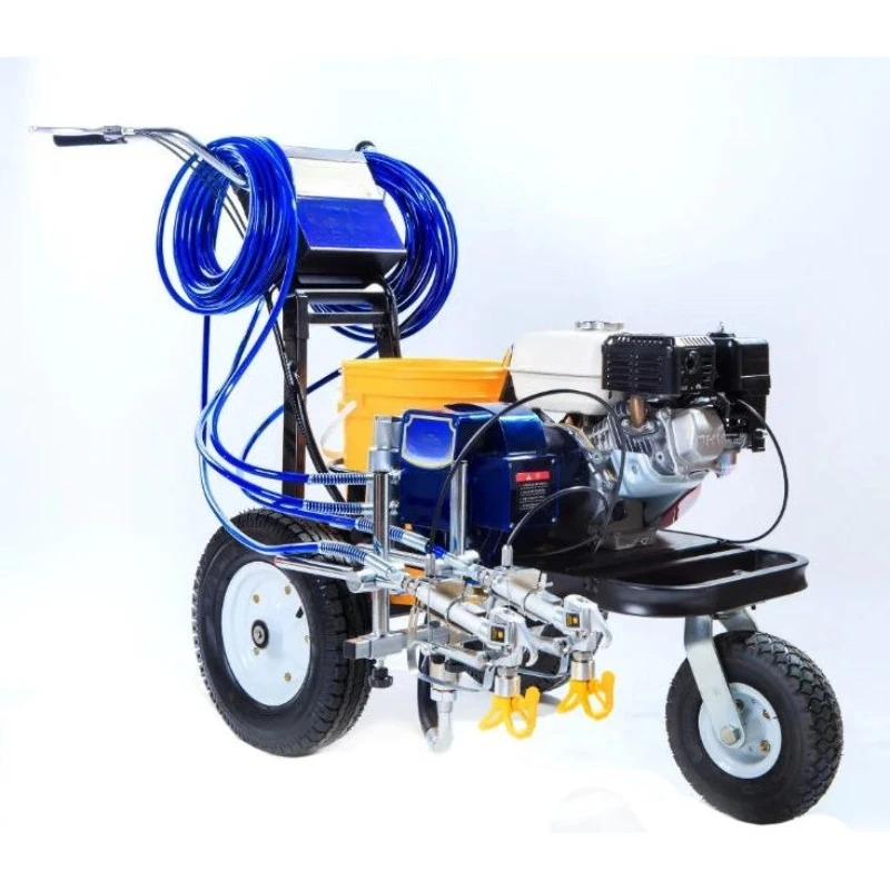 Hand Push Line Striper Cold Paint Road Marking Machine with High Pressure Airless Gun for Warehouse Floor Construction