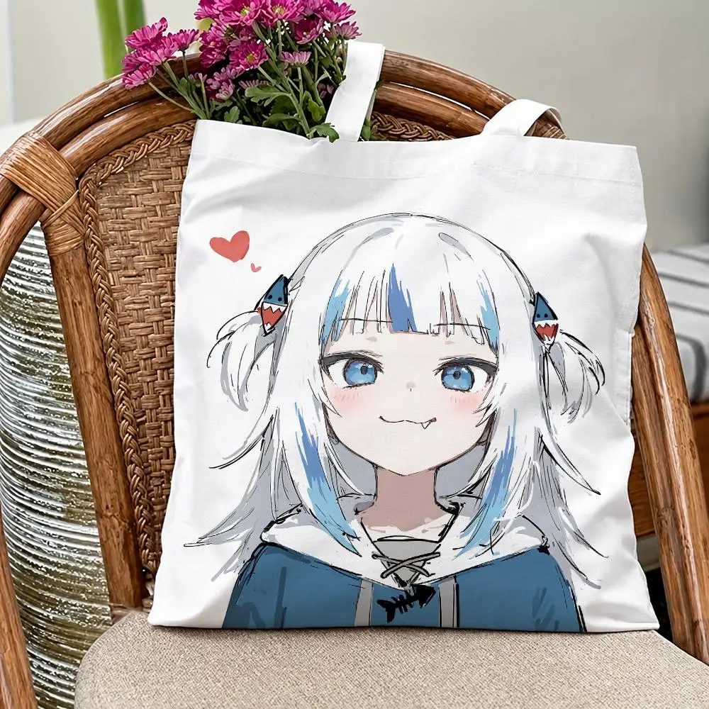 Kawaii Character G-Gawr GuraS Storage Bags Eco Canvas Tote Odorless Reusable Double Print Shopping Bag