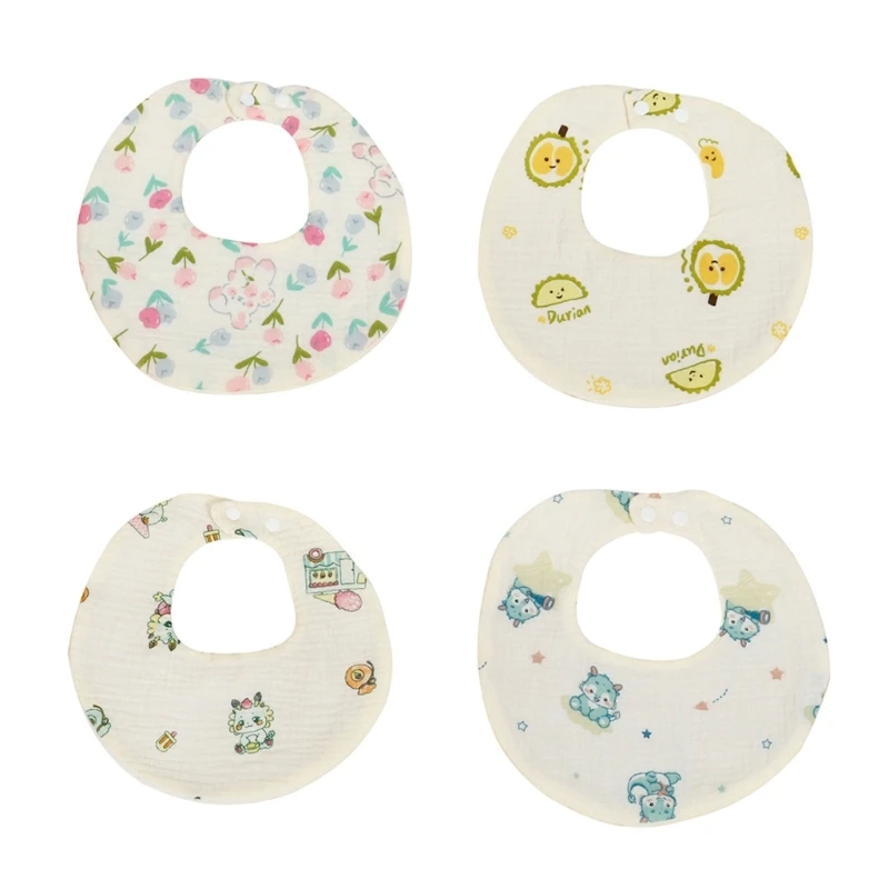 Comfortable Baby Bibs with 6 Absorbent Layer Easy Clean Baby Bibs Perfect Soft Bibs for Daily Use & Feeding for Age 0-2