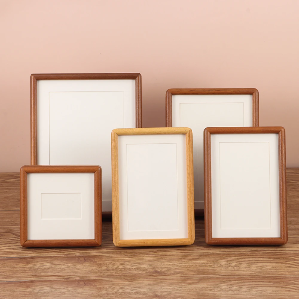 Fashion 6/7/8 Inch Black Walnut Photo Frame Simple Handmade Mortise Tenon Photo Frame Real Wooden Picture Frame