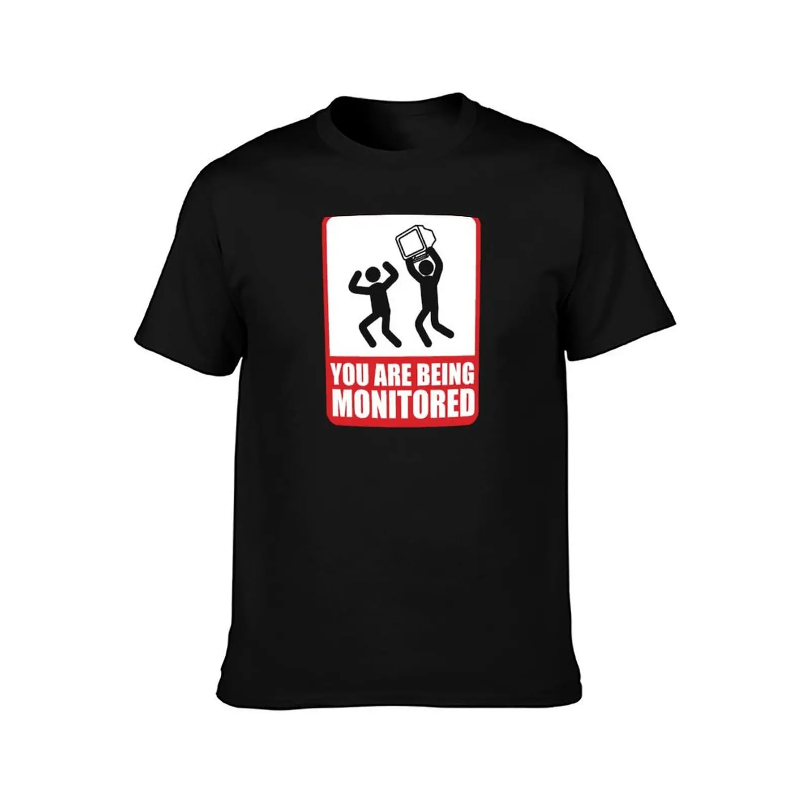 You Are Being Monitored T-Shirt, Summer Casual Cotton Tee, Oversized Streetwear Tops, Vintage Graphic Print, Unisex Men Women