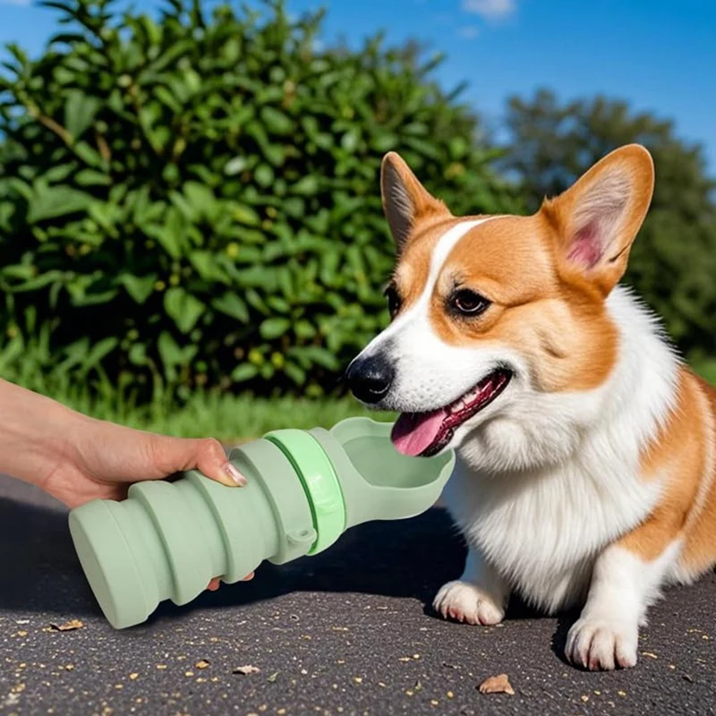 كوب ماء محمول قابل للطي من السيليكون للحيوانات الأليفة، موزع شرب للحيوانات الأليفة مانع للتسرب، للمشي في الهواء الطلق والسفر مع الكلاب #5